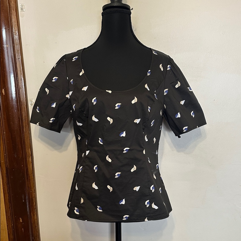 White House Black Market Black Top with White Accents